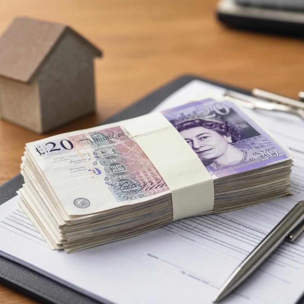 Stack of cash placed on a contract