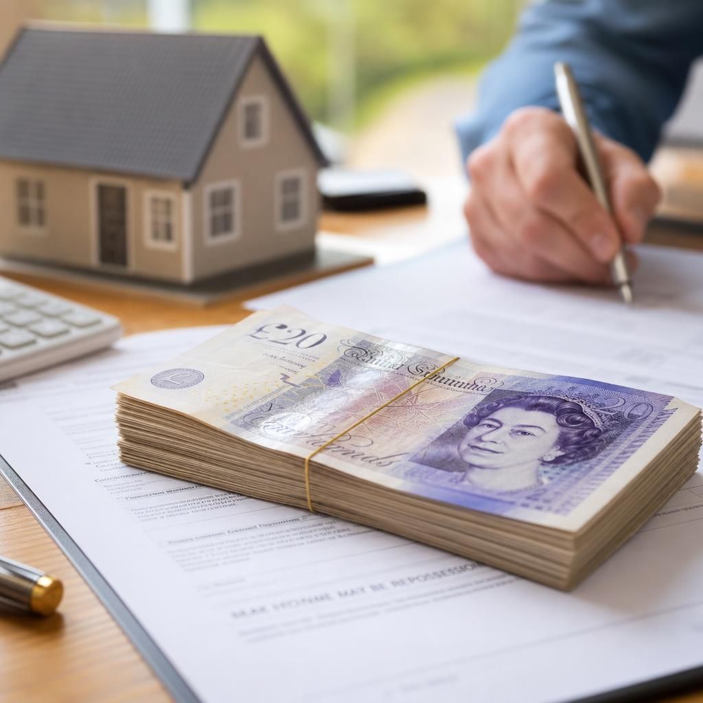 Divorced couple discussing property sale