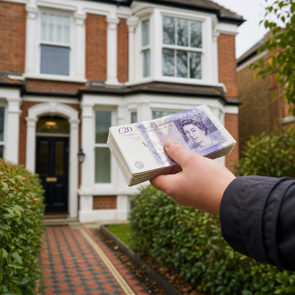A relaxed homeowner signing documents