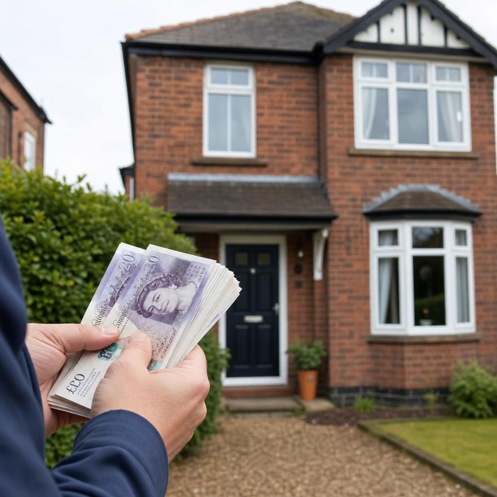 A padlocked door with mortgage papers