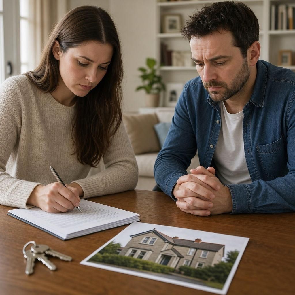 Solicitor and couple discussing house sale