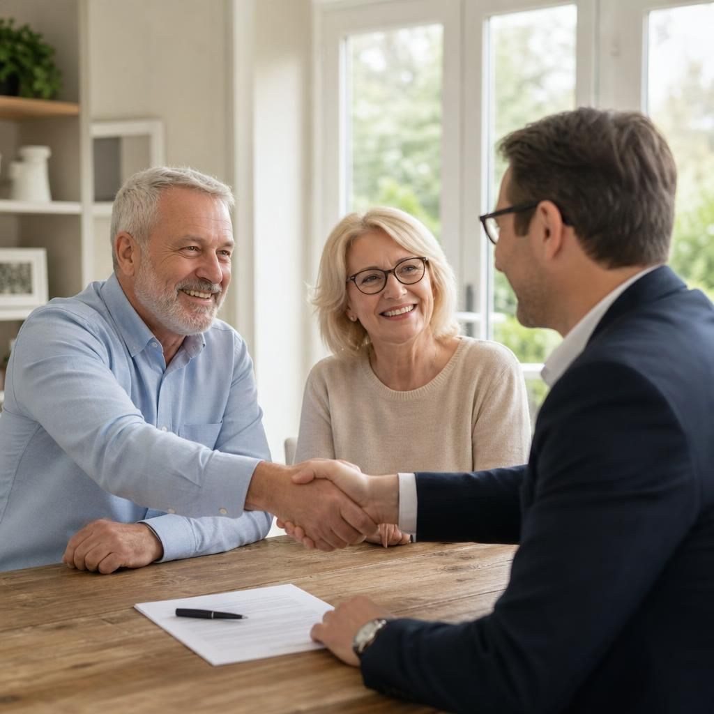 Executor shaking hands with a cash buyer