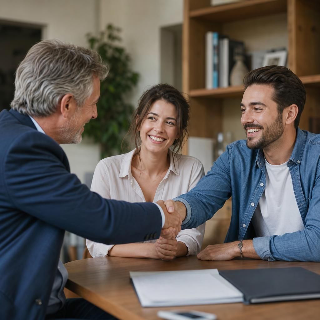 Team of professionals assisting a client