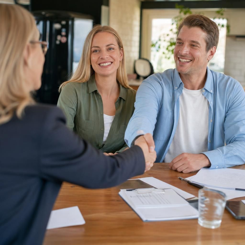 Client shaking hands with property buyer