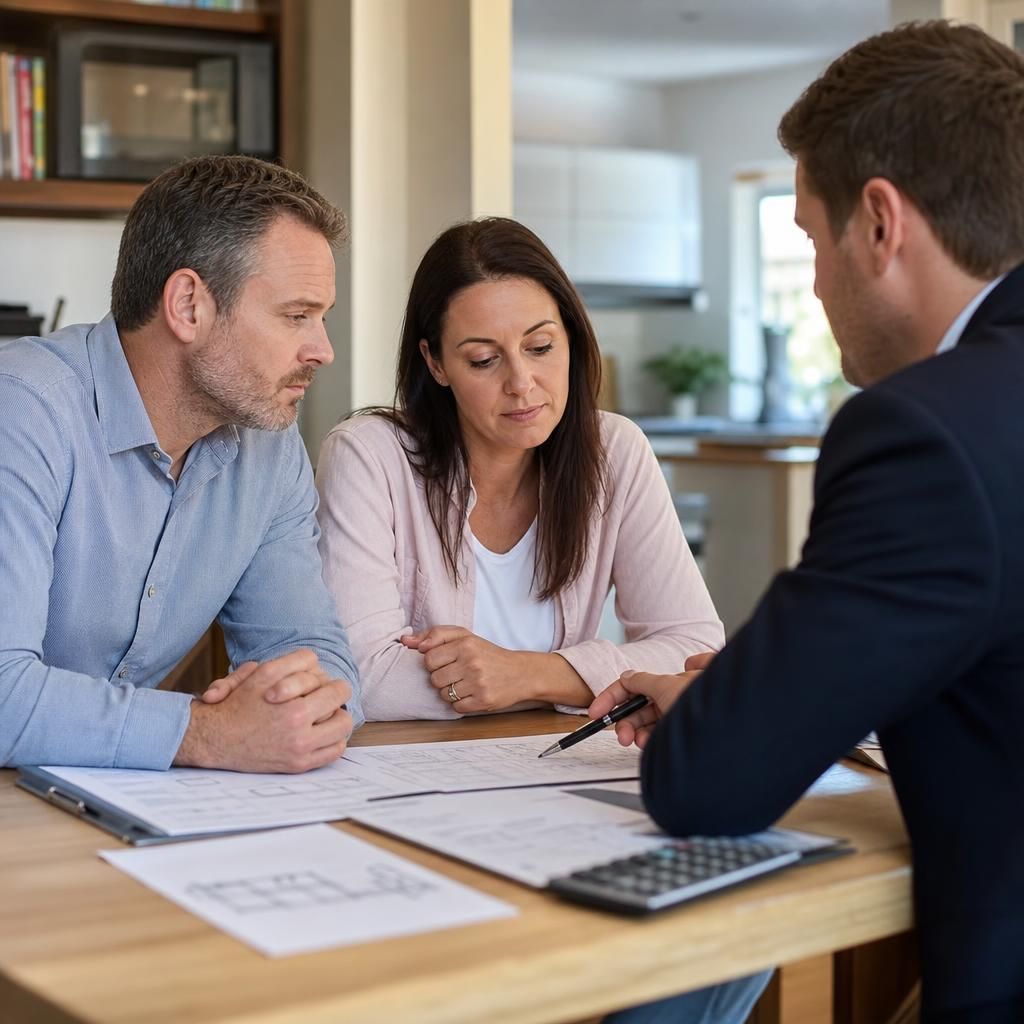 Middle-aged couple with a legal advisor