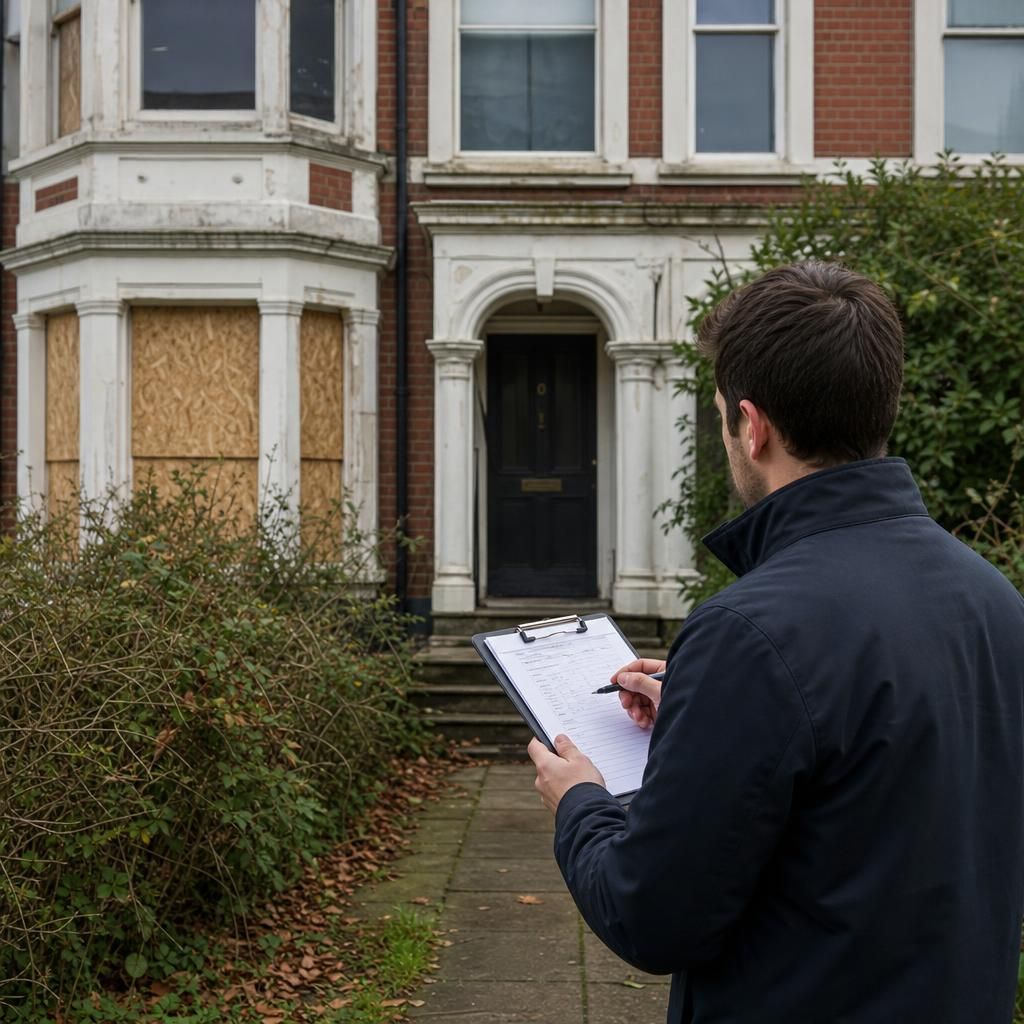 Professional inspecting a house