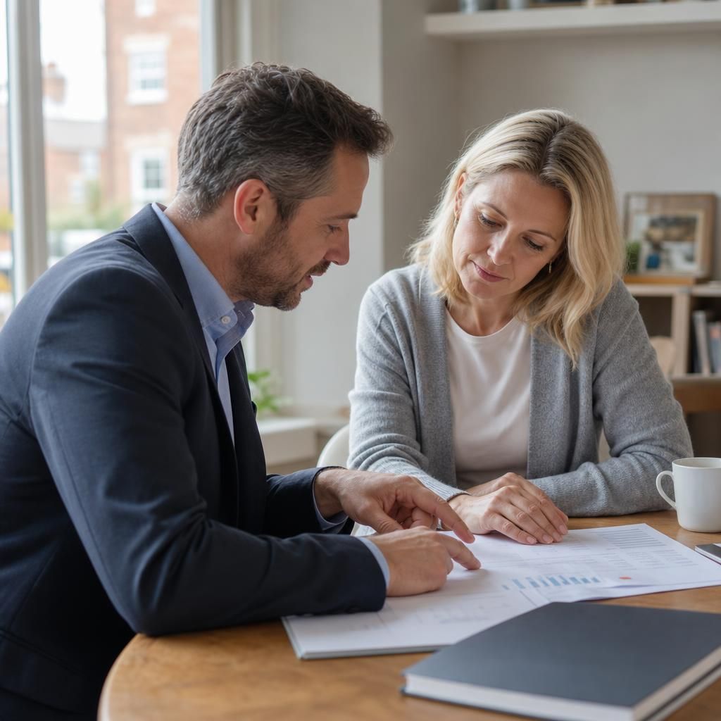 Estate agent assessing property market