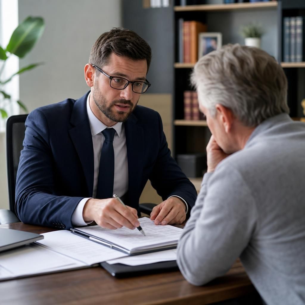 Legal expert explaining legal documents related to probate sales