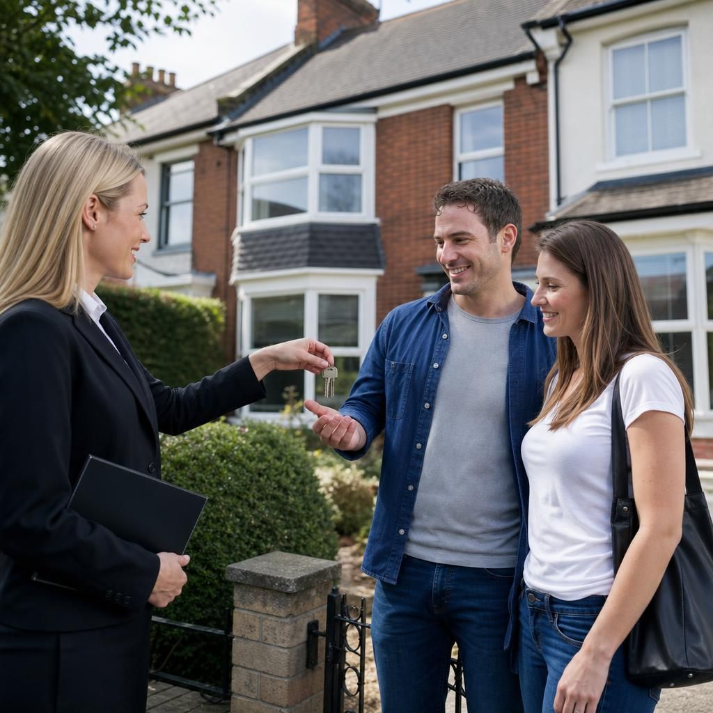 Agent showing house to a couple